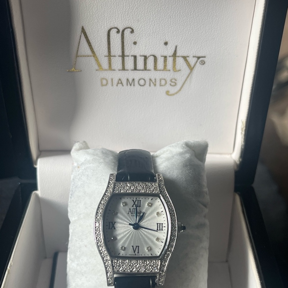 Affinity Diamonds Silver and Black Watch